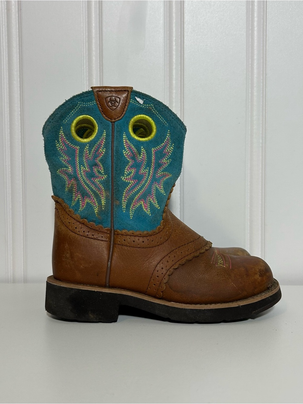 Ariat fatbaby western Kids Teal & Brown Cowboy Boots -